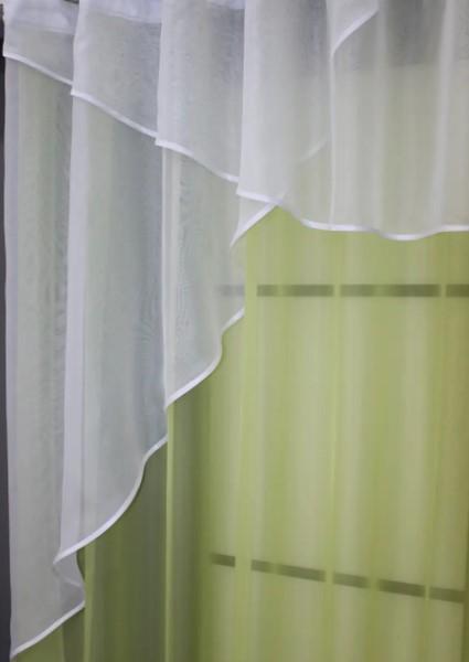 Занавеска на кухню 280х170 см Светло-оливковый/Белый (00к 59-937) - фото 2