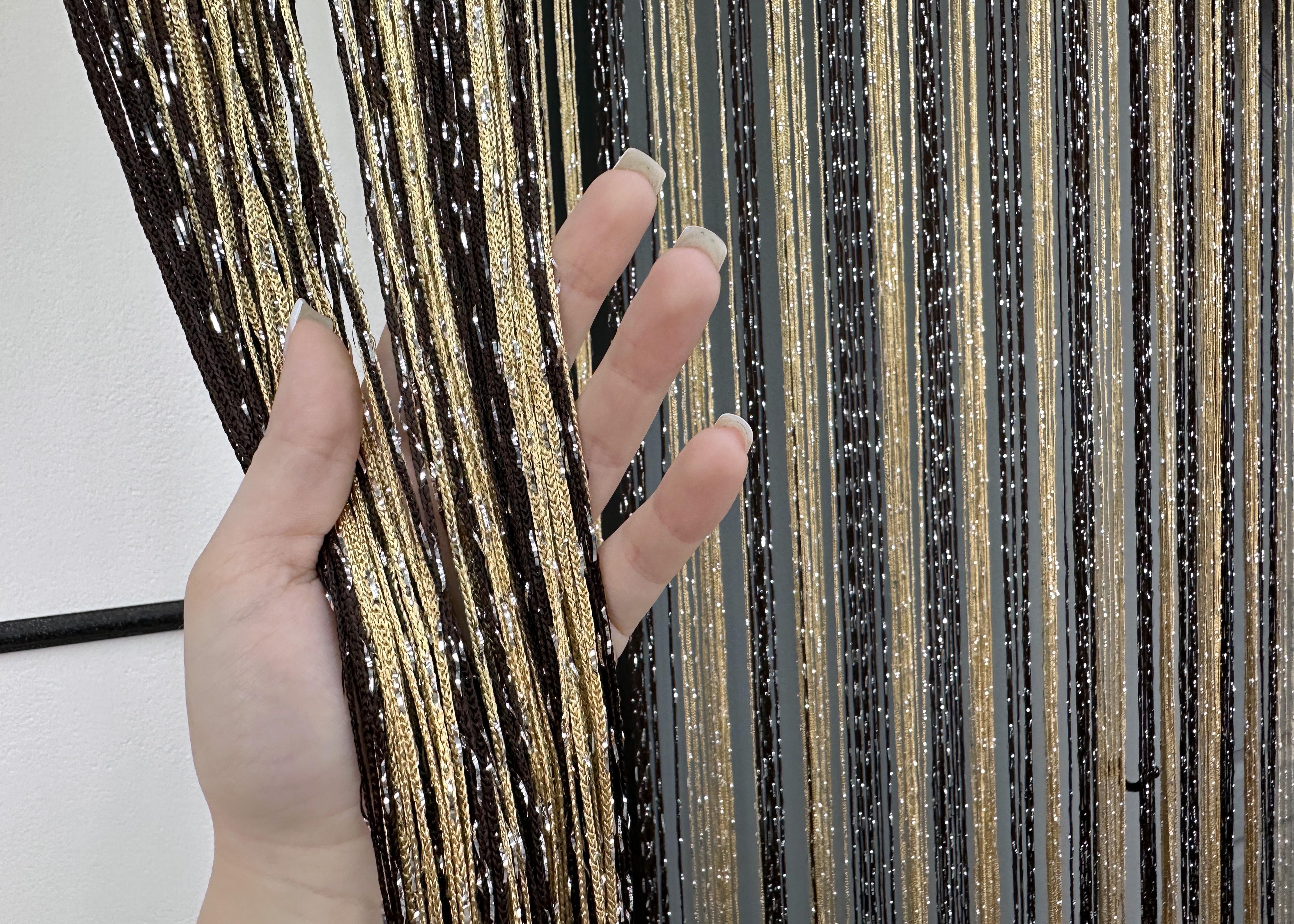 Шторы-нити с люрексом 300х300 см Венге/Бежевый (61-104) - фото 5