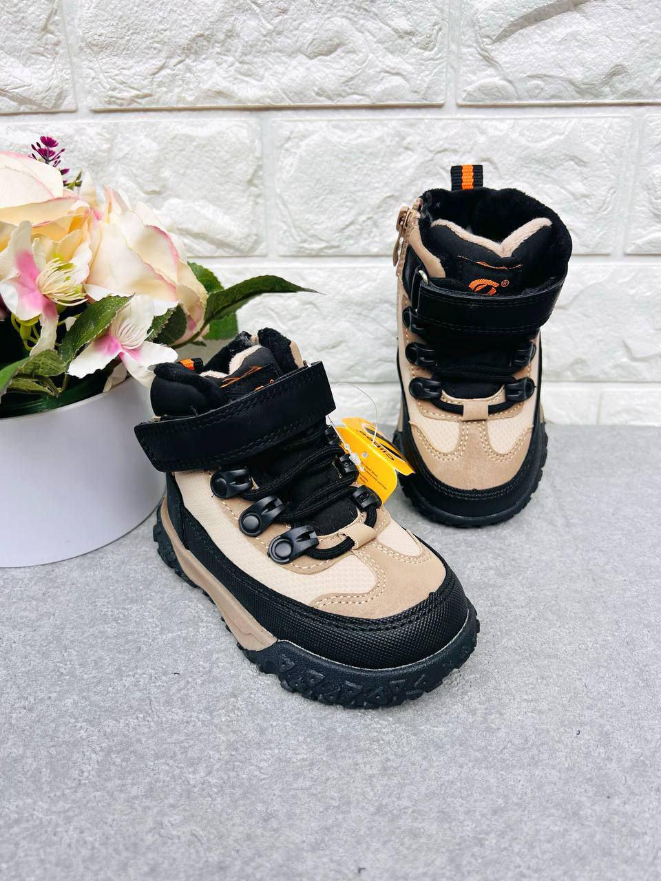 Чобітки для хлопчика зимові Clibee 1888 р. 22 14,5 см Чорно-бежевий (1888)