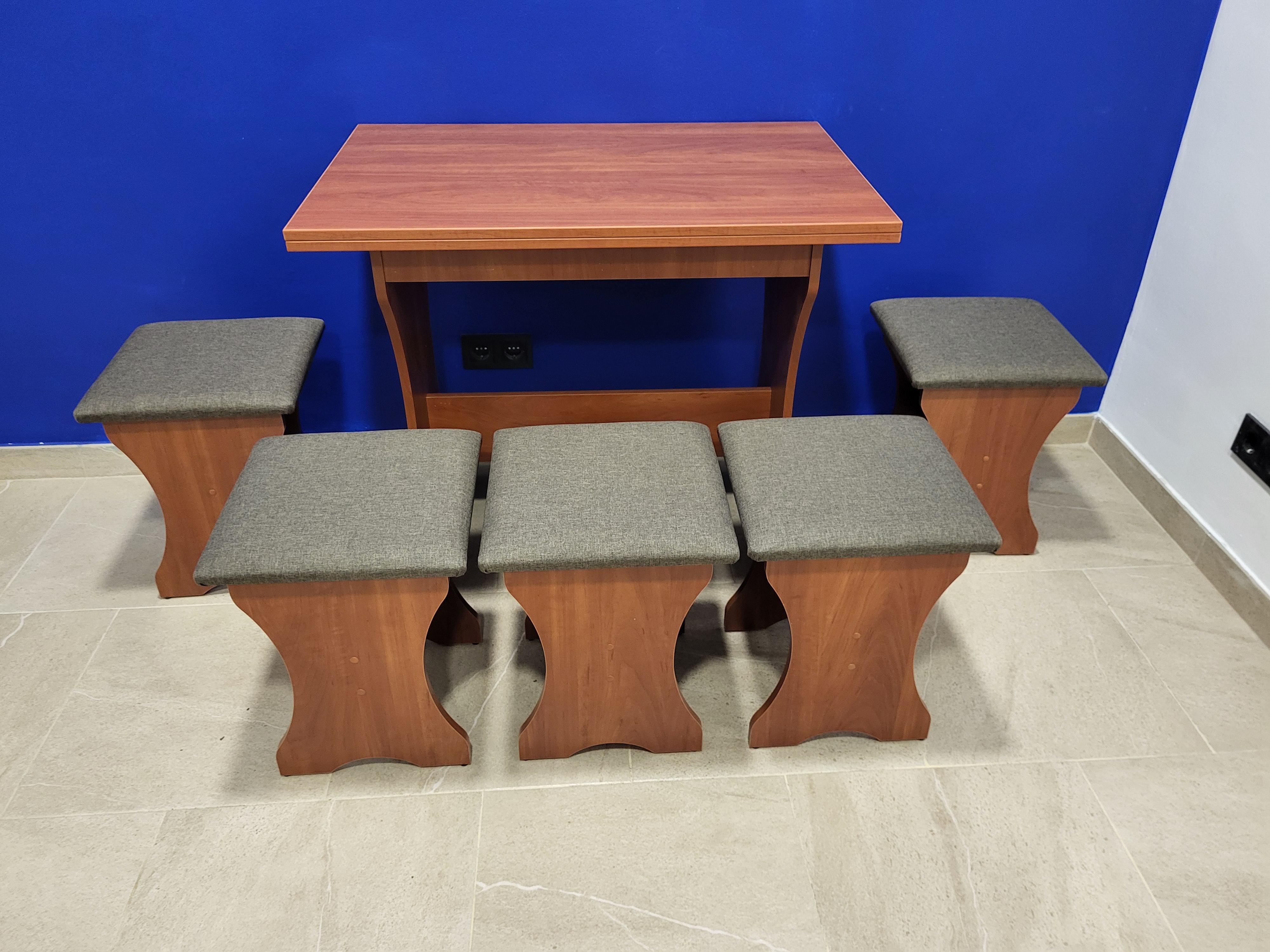 Стол раскладной и 5 табуретов Семейный Яблоня/Дорандо (S5T-Y-D)