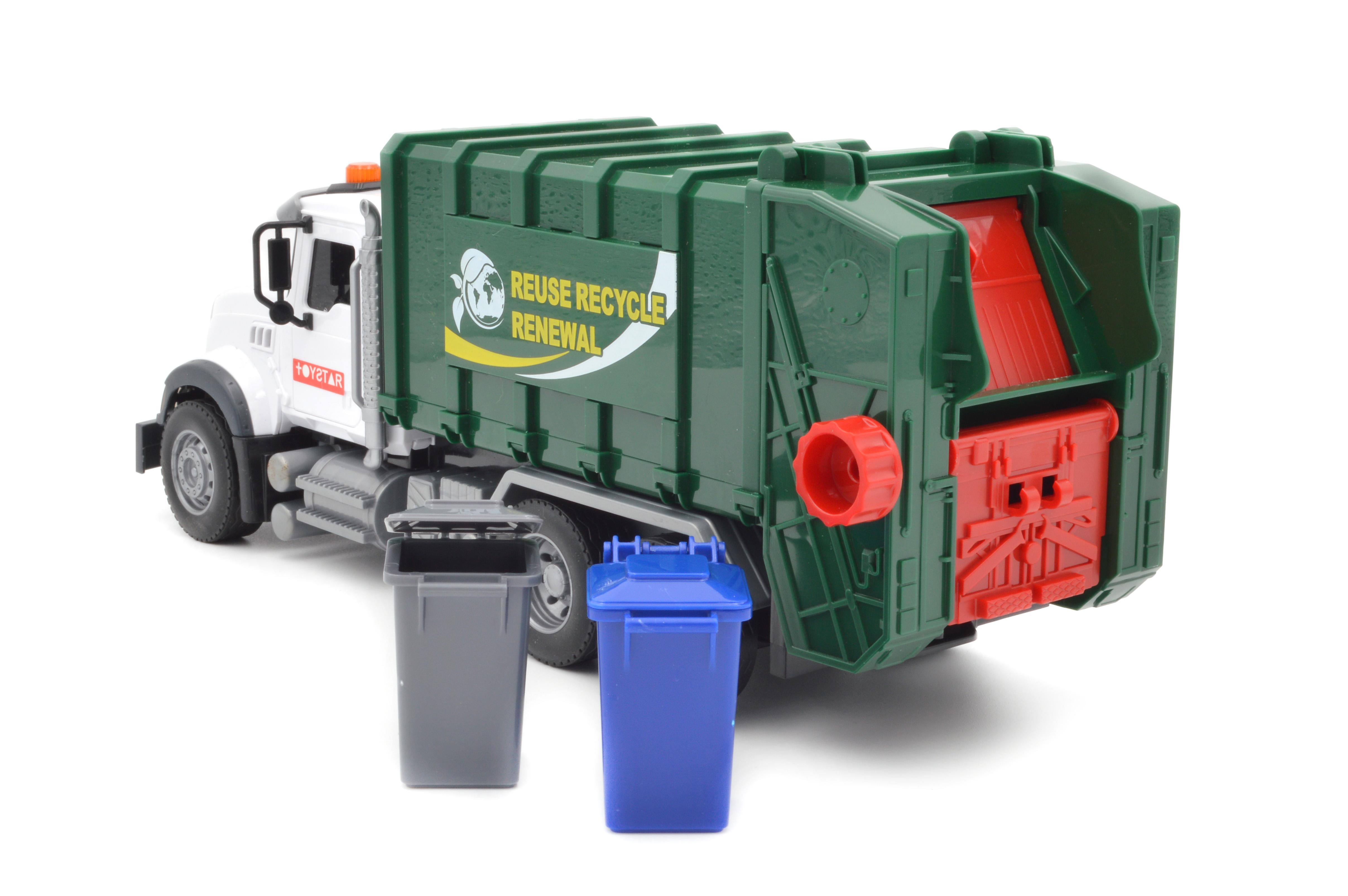 Машинка Мусоровоз с баками для мусора 666-13R инерция/звук/свет - фото 3 Машинка Мусоровоз с баками для мусора 666-13R инерция/звук/свет - фото 3