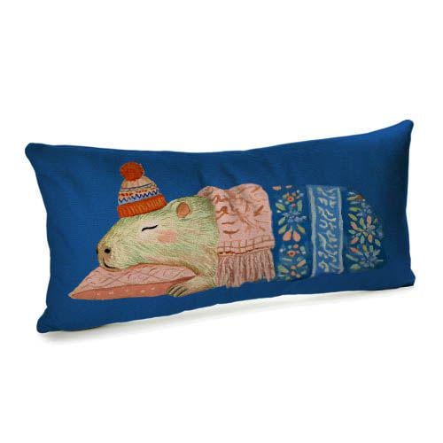 Подушка для дивана бархатная Капибара дремлет 50х24 см (52BP_26NY011)