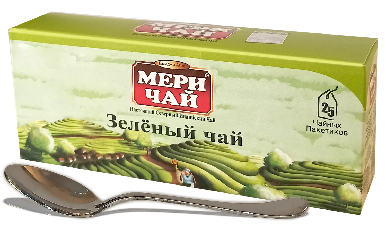 Индийский зеленый чай Мери Чай в пакетиках 25 шт./ложка (8902347001912)