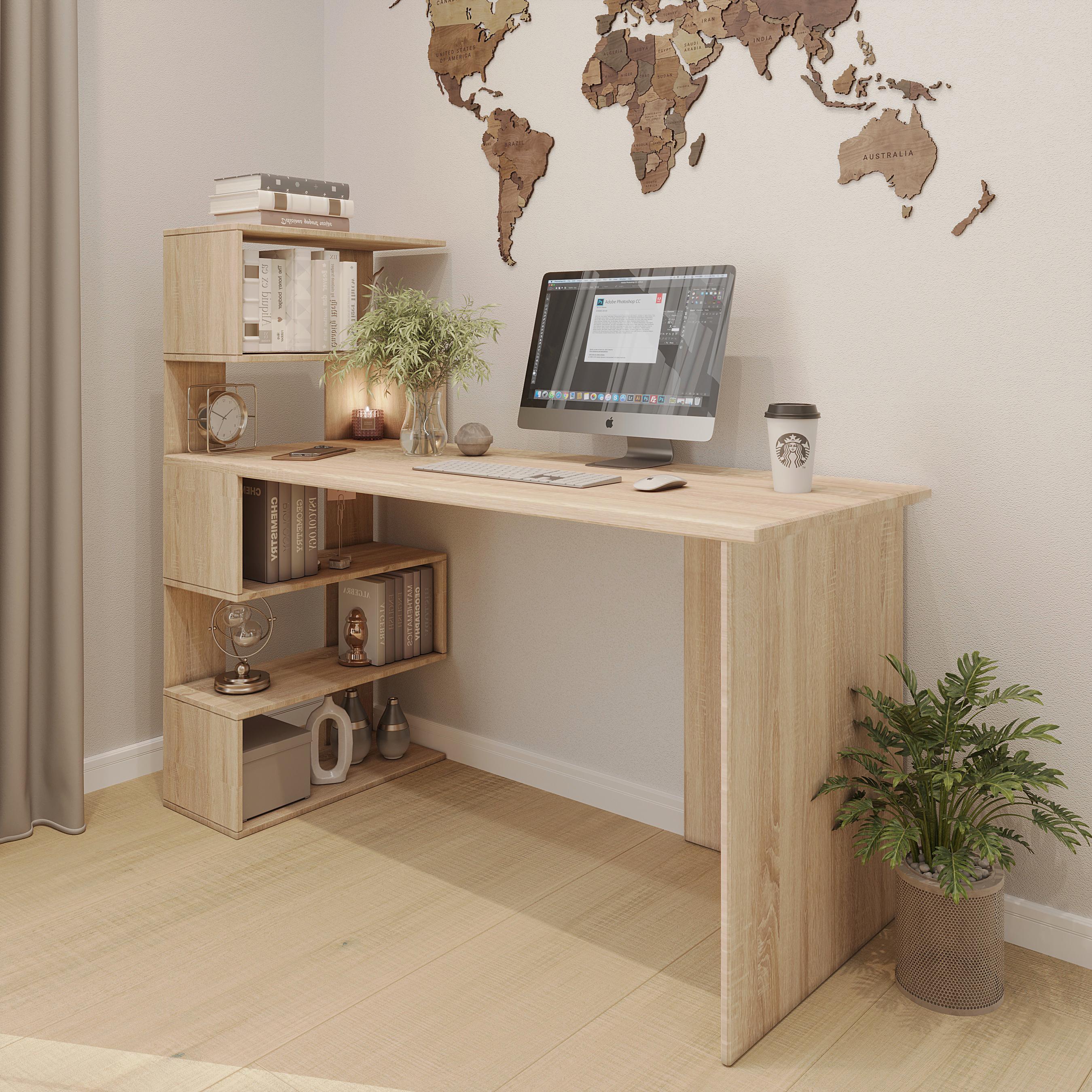 Стіл письмовий з полицями 141х60х123 см Дуб сонома