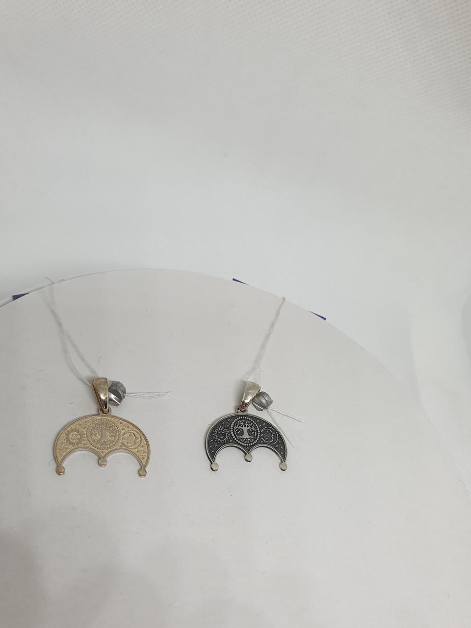 Срібна підвіска кулон амулет Лунниця з деревом роду 925 проба 2 см (2580820761) - фото 6