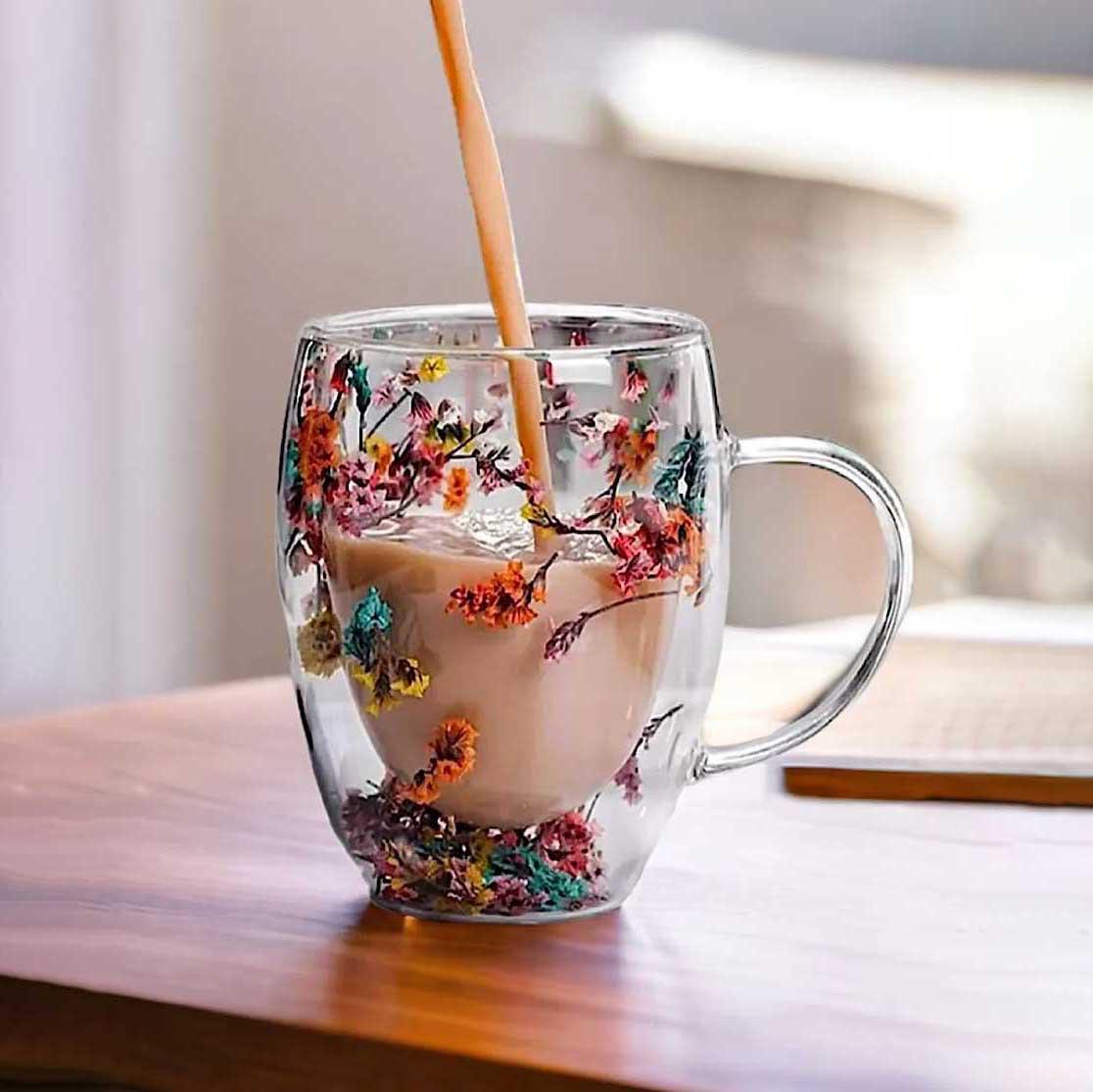 Чашка стеклянная с двойным дном и сушеницами 350 мл (37-118168) - фото 8