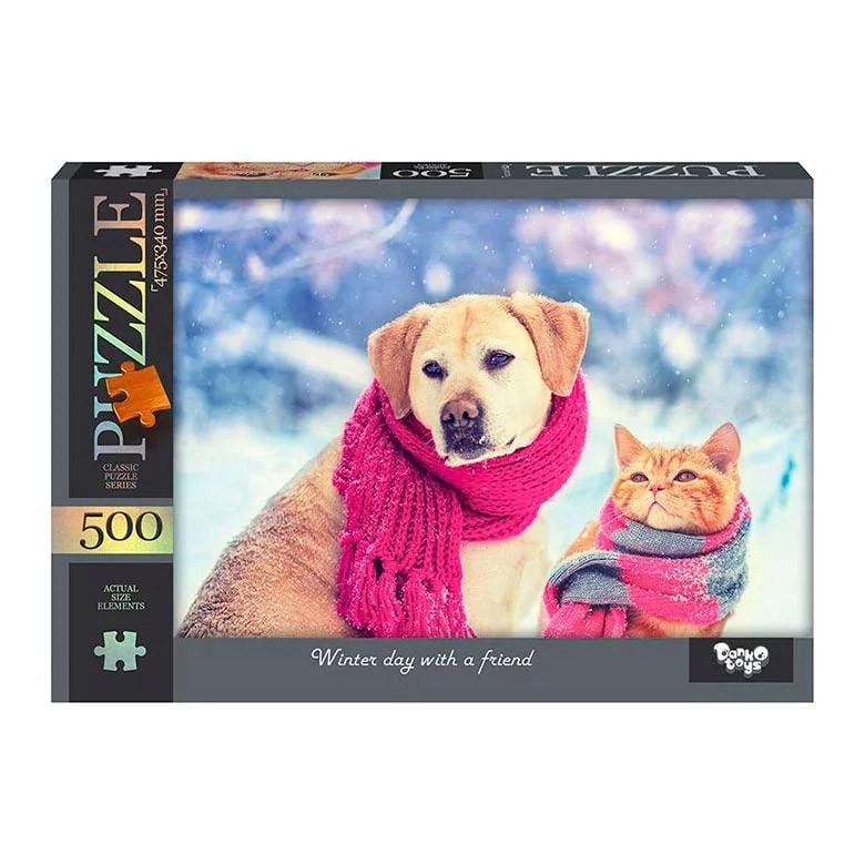 Пазл Danko Toys Winter day with a friend 500 эл. Розовый (IP-177-P-1177)