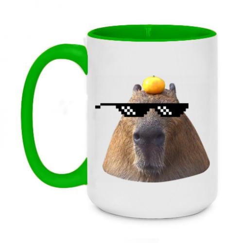 Чашка керамическая двухцветная Capybara cool 420 мл Салатовый (12767746-45-181785) - фото 1