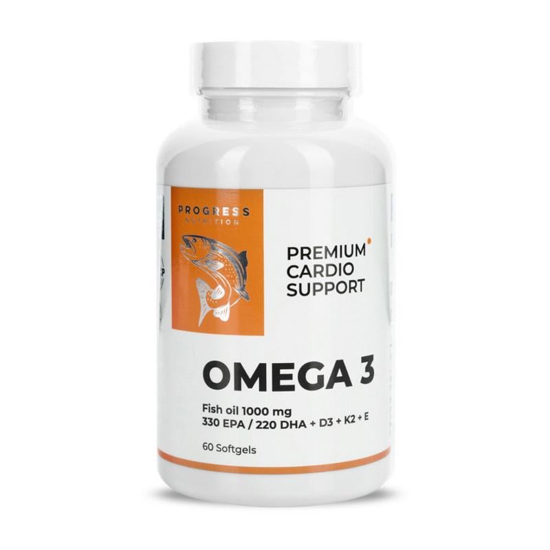 Омега-3 Progress Nutrition Omega 3 Premium Cardio Support 60 м'яких капс.