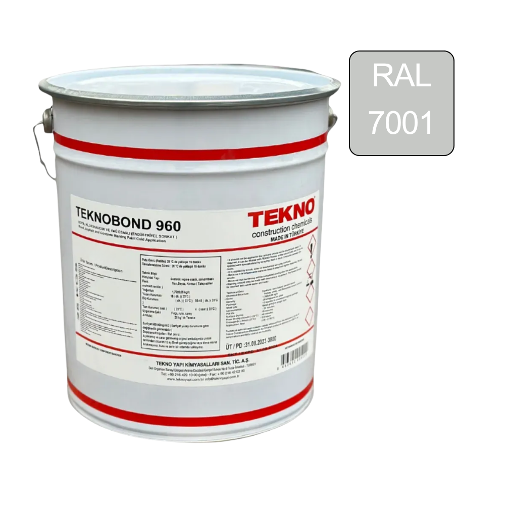 Фарба для асфальту та бетону Tekno bond 960 на основі синтетичної смоли та розчинника 25 кг Сірий (RAL 7001)