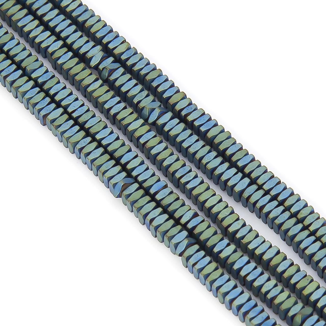 Бусины гематитовые Квадрат плоский граненый 3х1 мм 40 см 340 шт. Темно-синий (БГ0301к13)