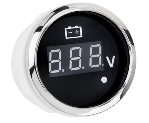 Цифровий вольтметр I Gauge 52 мм з функцією попередження LED дисплей 8-16V Чорний (1504275503)