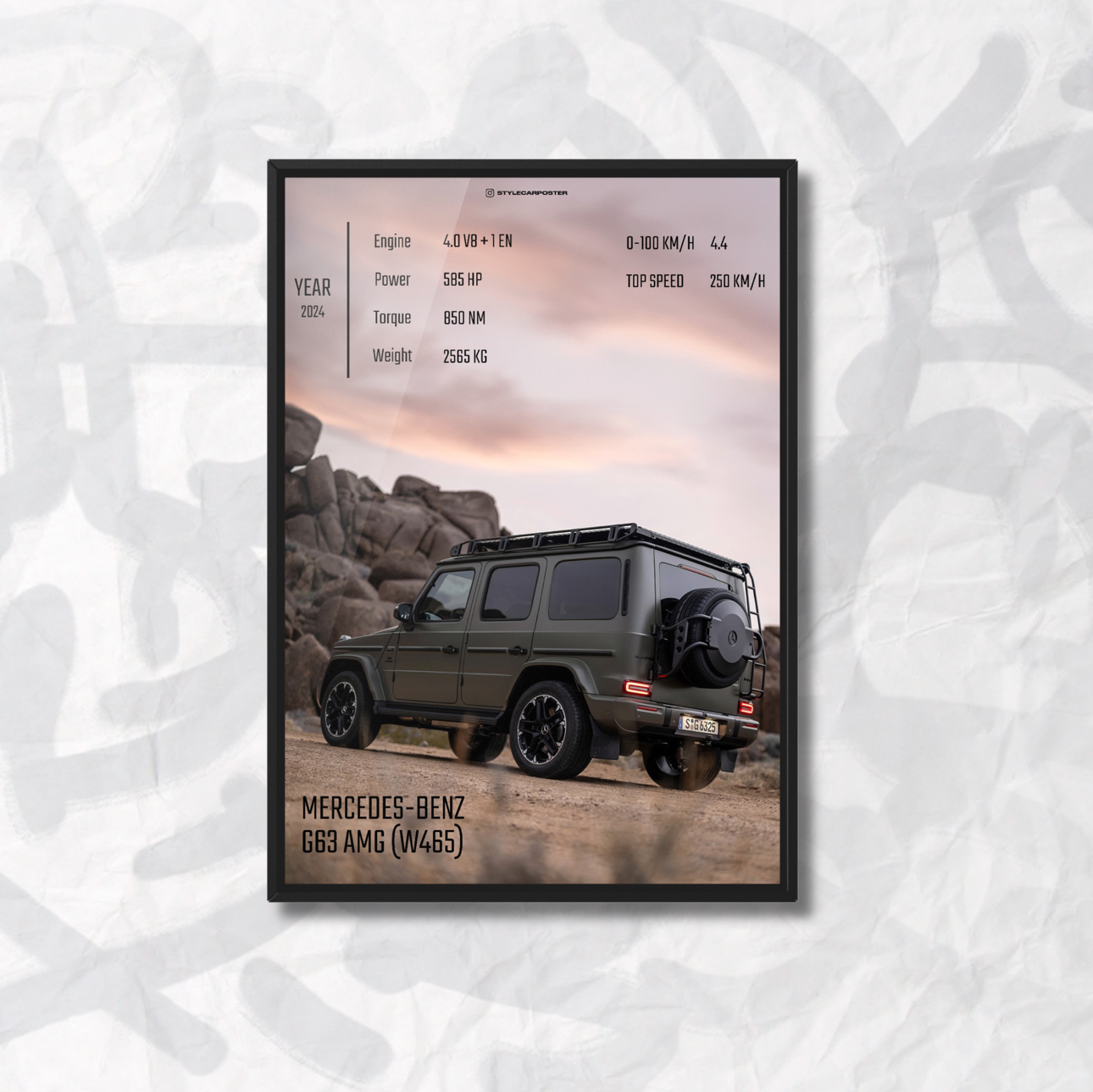 Картина с авто Mercedes-Benz G63 задняя часть дизайн Club Sport А5 210х148 мм (MB0010)