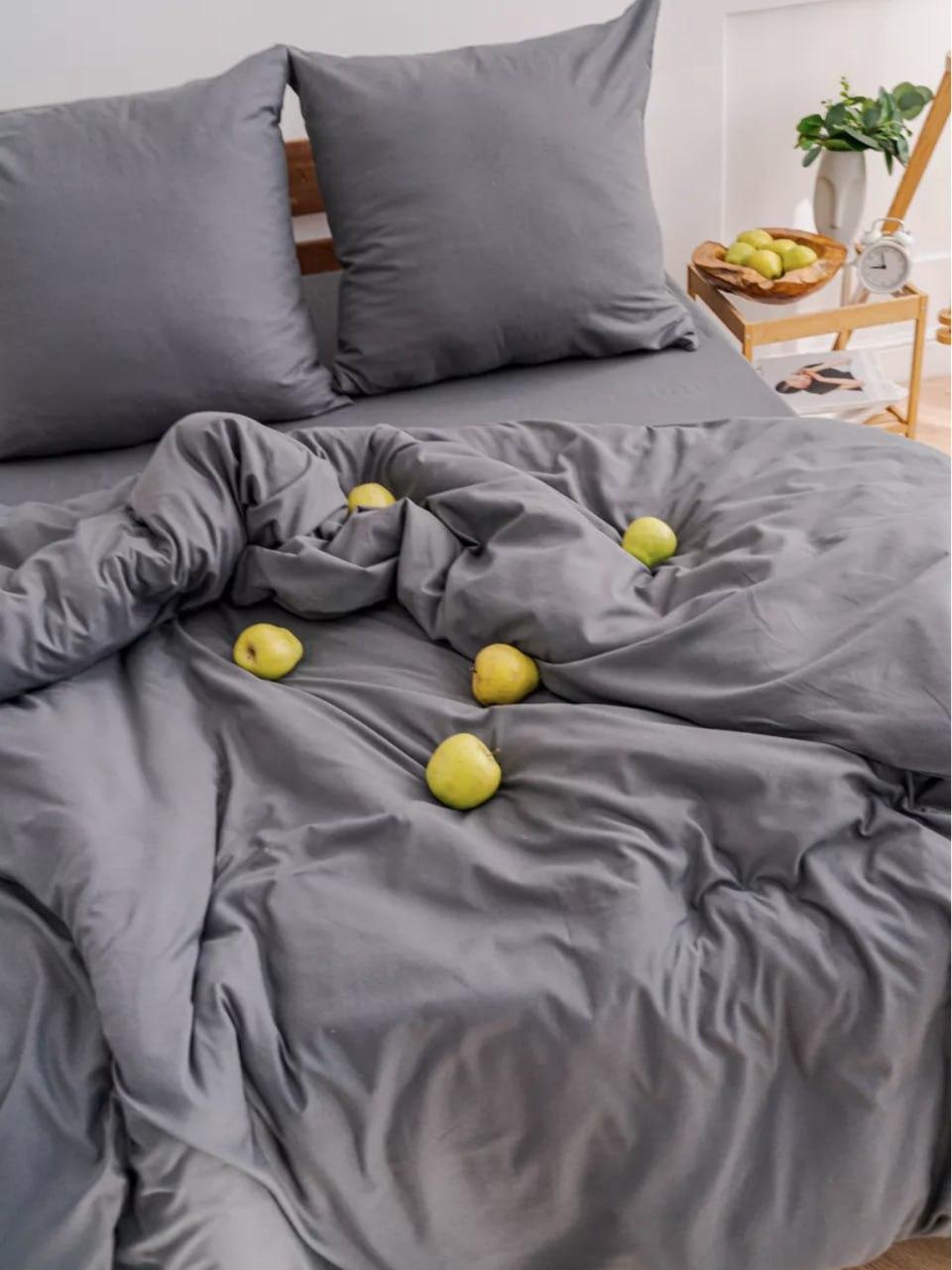 Набір постільної білизни бавовна Сімейний 150х210 наволочка 50х70 2шт Графіт (П4К-Post-ukr-0012-04) - фото 5