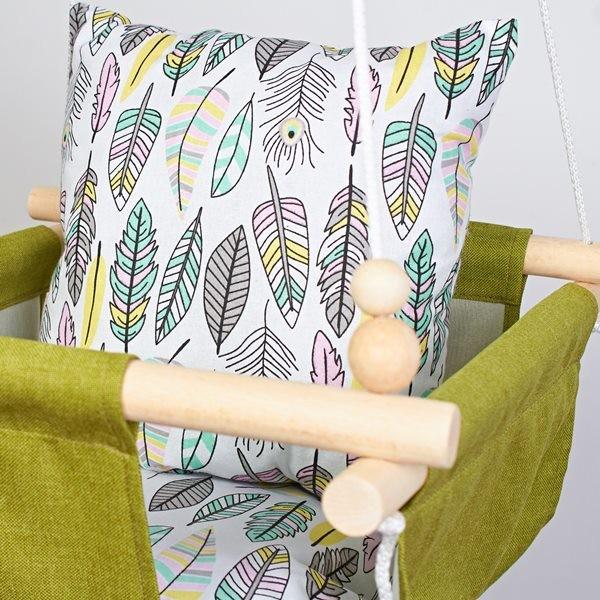 Дитяча гойдалка Infancy Пір'я Зелений (9885568) - фото 5 Дитяча гойдалка Infancy Пір'я Зелений (9885568) - фото 5