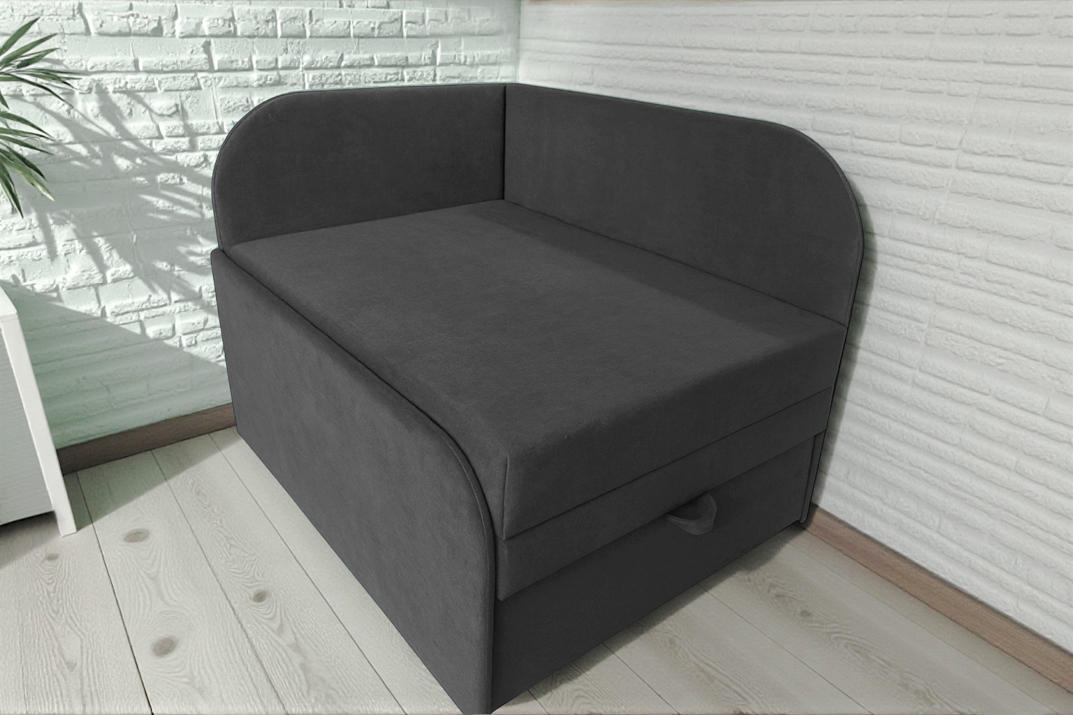 Крісло-ліжко дитяче Tobi Sho Діксі м'яке розкладне лівостороннє велюр 950х750х700 мм Fiore Grafit