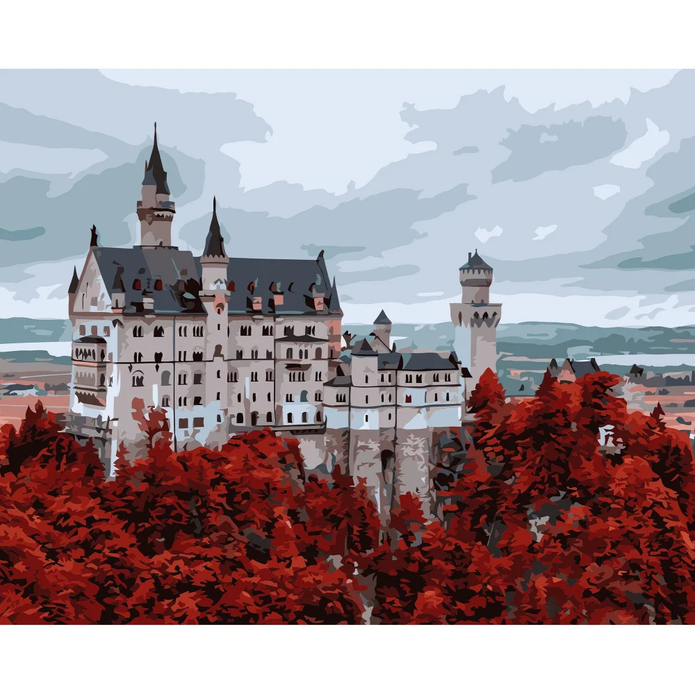 Картина по номерам Strateg Пейзаж Волшебный замок 40х50 см в коробке (VA-0562КД-mt)