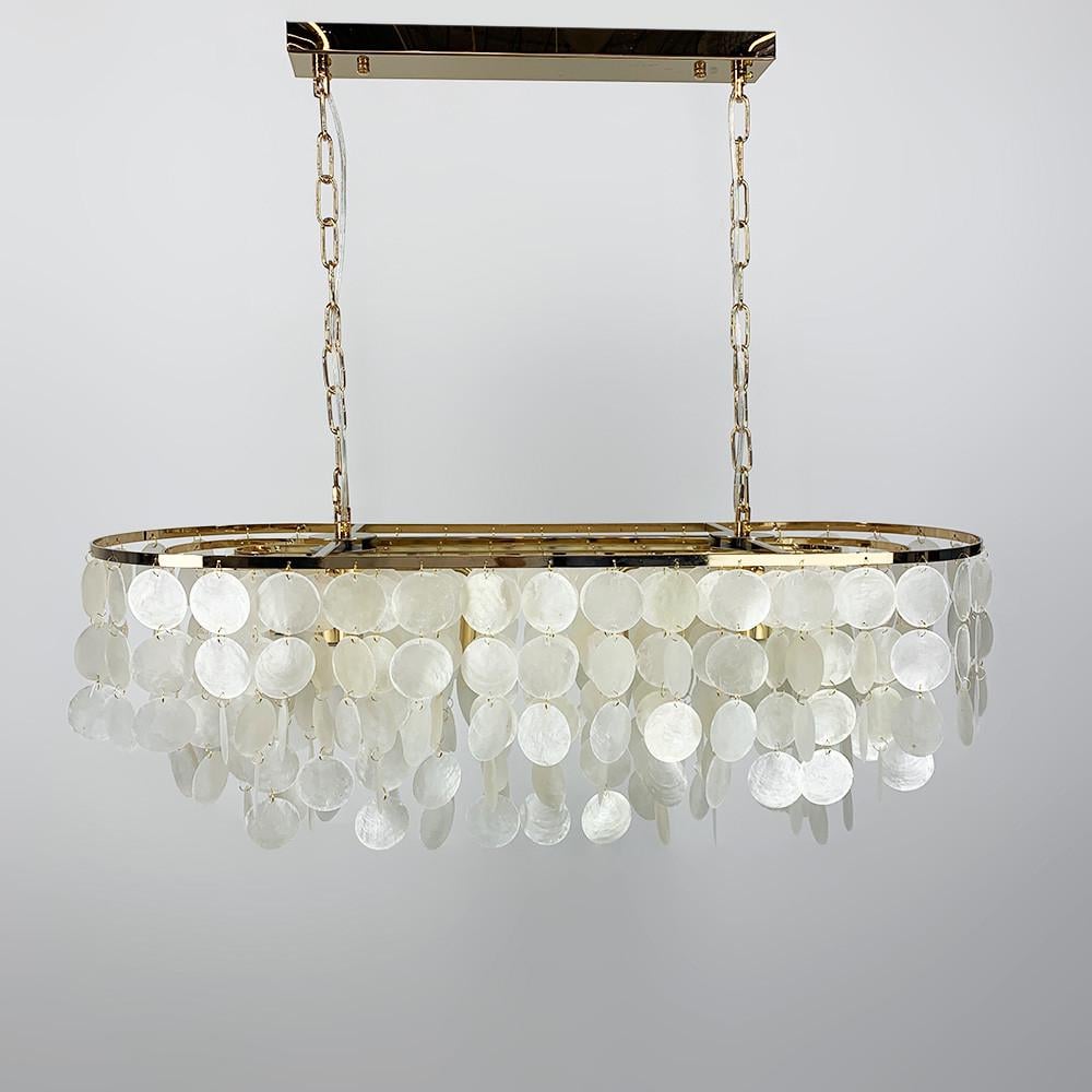 Люстра удлиненная ATHELIA с перламутровыми пластинами Золотой (1537-800х300 GD)