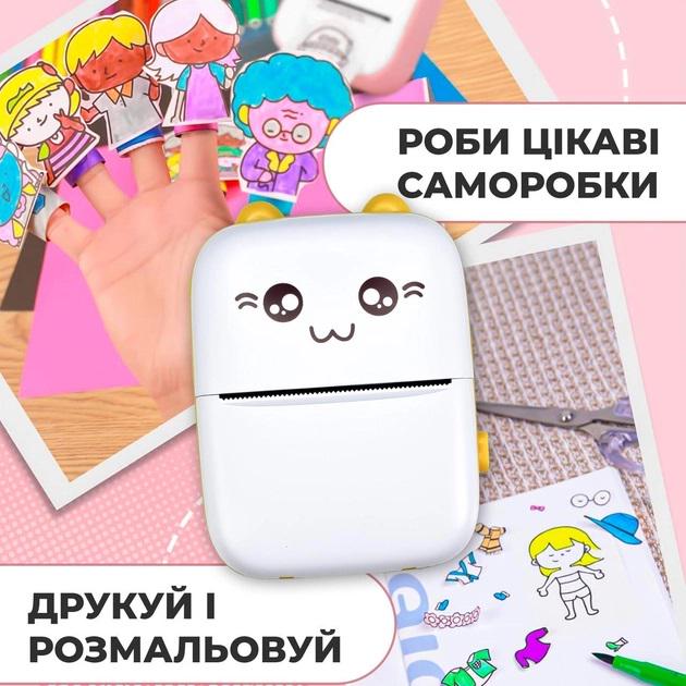 Принтер портативный Mini printer с термопечатью детский Желтый (17fff9d4) - фото 4