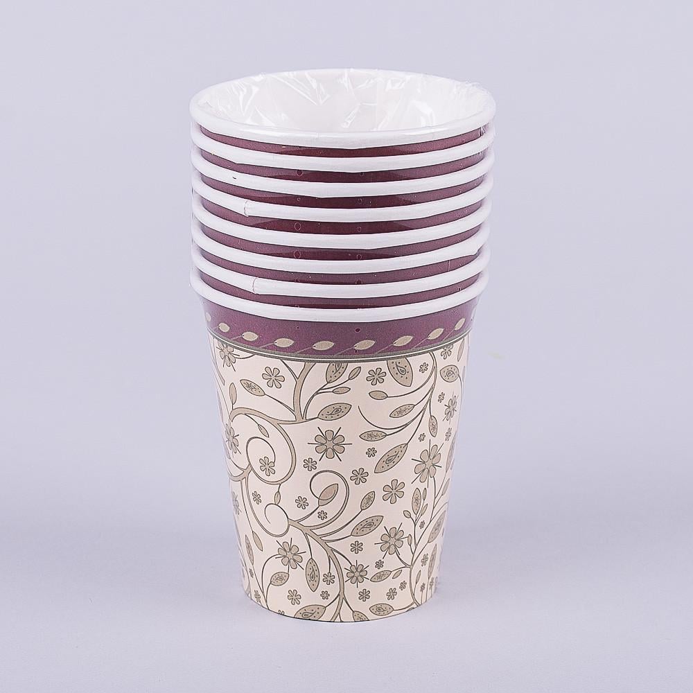 Стаканы бумажные с рисунком Узор 8 шт. (728-9)