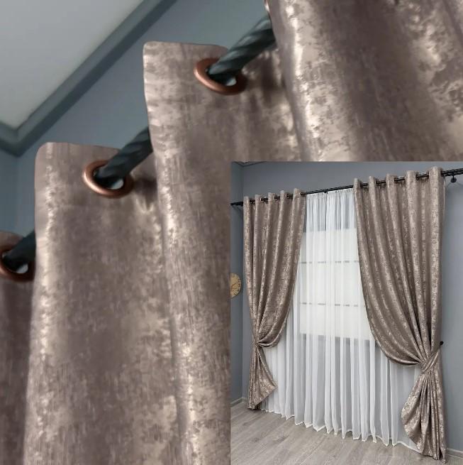 Комплект штор на люверсах Sultan YL жакард 1,5х2,5 м 2 шт. Какао (1669ш 37-0184) - фото 4 Комплект штор на люверсах Sultan YL жакард 1,5х2,5 м 2 шт. Какао (1669ш 37-0184) - фото 4