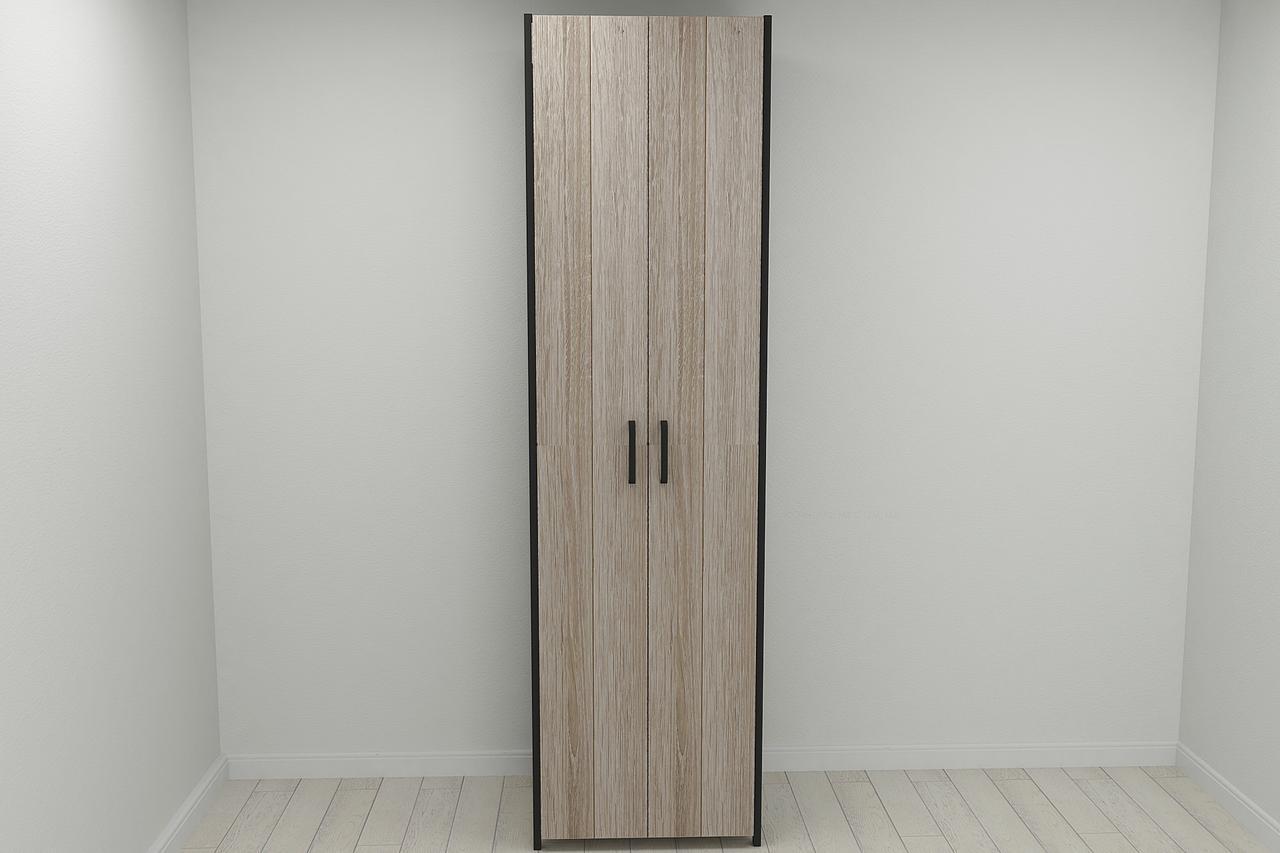 Шкаф Ferrum-decor Гардероб Уни секция 6 серии Конект металл/ДСП 16 мм 220x60x50 см Черный/Дуб Сонома Трюфель (FRD-104574)