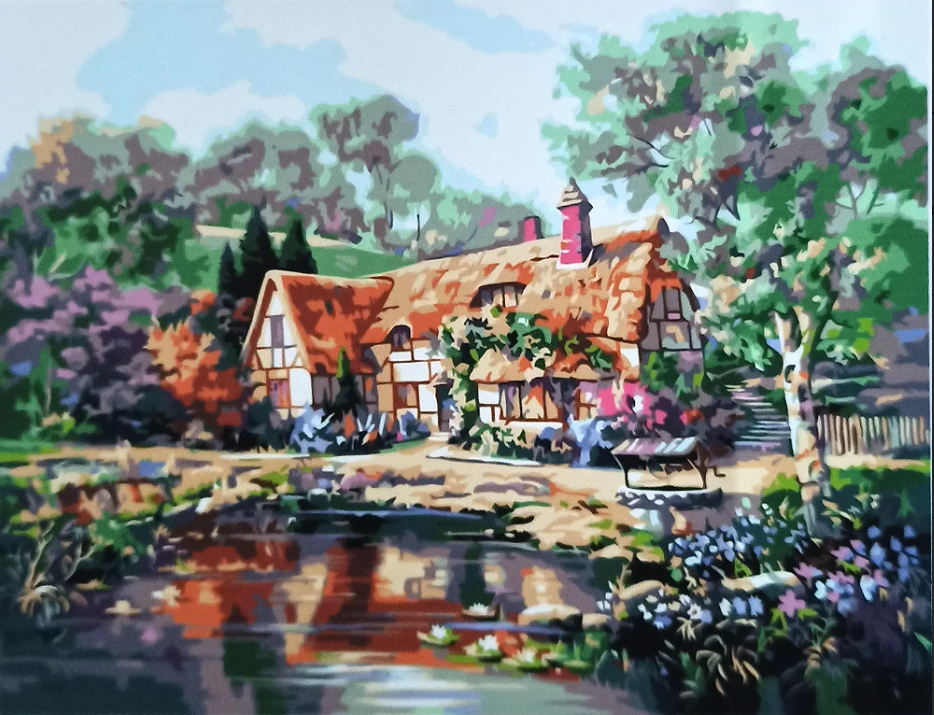 Картина по номерам Strateg Домик возле воды 40х50 см (GS016)