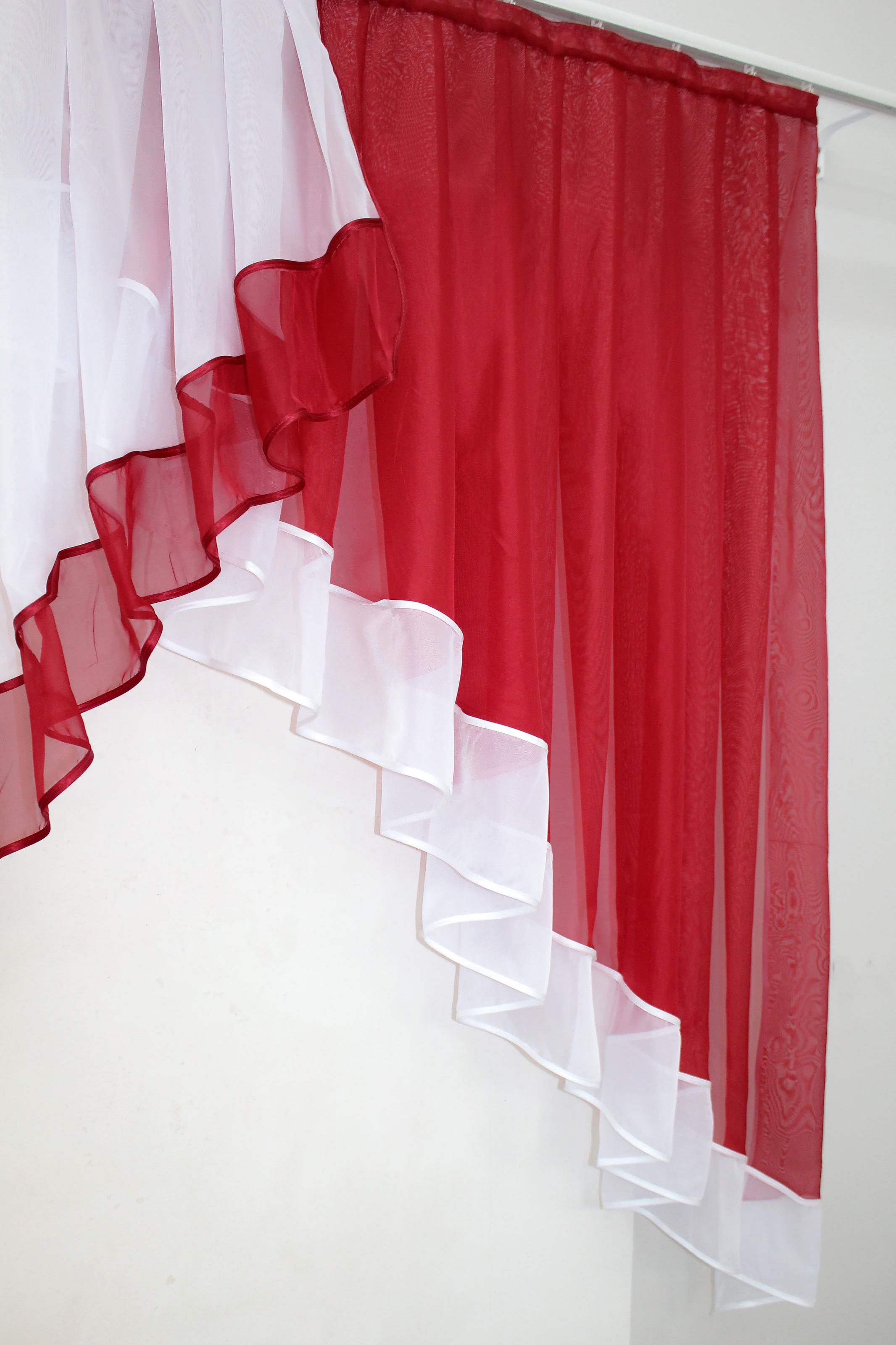 Занавеска кухонная VR-Textil № 023к 150х150 см Белый/Красный (50-092) - фото 4