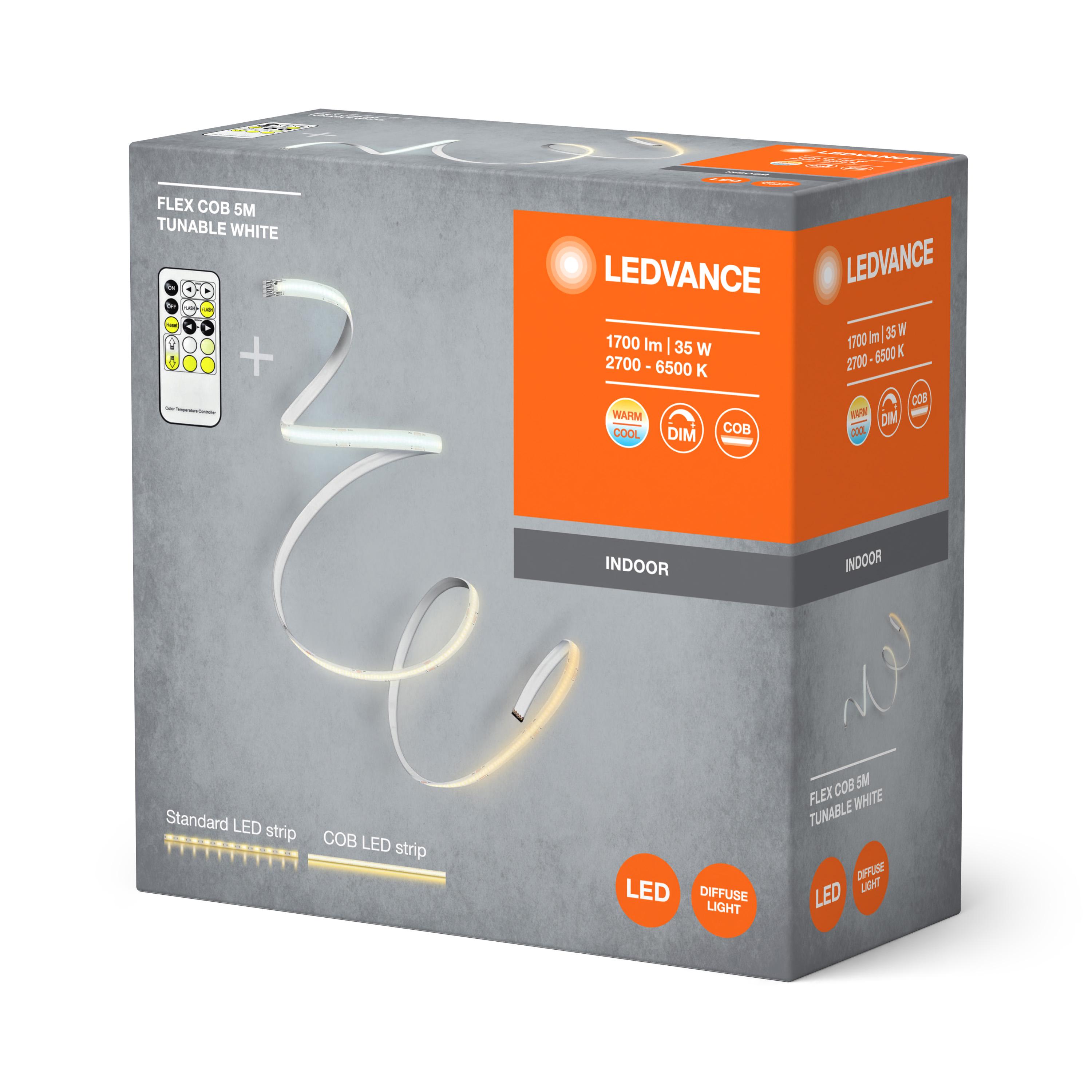 Світлодіодна стрічка Ledvance з пультом та акумулятором 35W 220V 1700lm 2700-6500K IP20 DIM 5000х1,8х10 мм (4099854095221) - фото 3 Світлодіодна стрічка Ledvance з пультом та акумулятором 35W 220V 1700lm 2700-6500K IP20 DIM 5000х1,8х10 мм (4099854095221) - фото 3