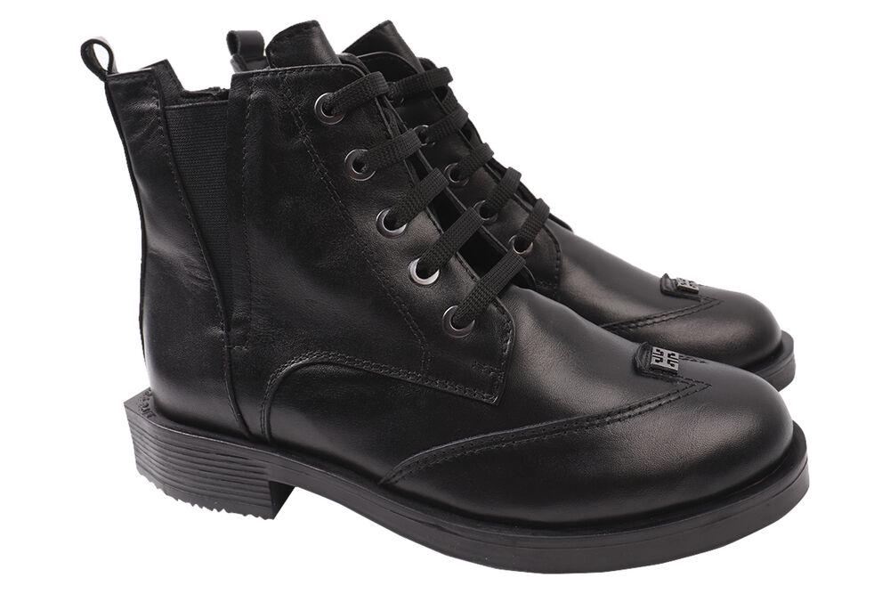 Ботинки женские Sattini из кожи на низком ходу р. 40 Черный (156-20DHC)