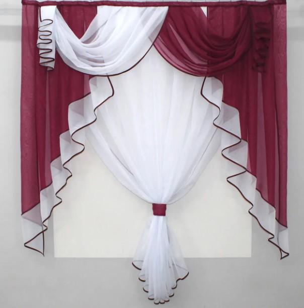 Занавеска на кухню тюль/ламбрекен 200х170 см Зеленый/Белый (067к) Занавеска на кухню тюль/ламбрекен 200х170 см Зеленый/Белый (067к)