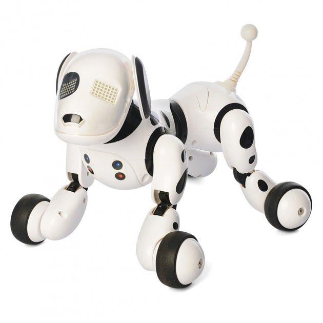 Интерактивная игрушка робот-собака Robo Club RC 0007 на пульте радиоуправления со звуком и светом 24 см Белый