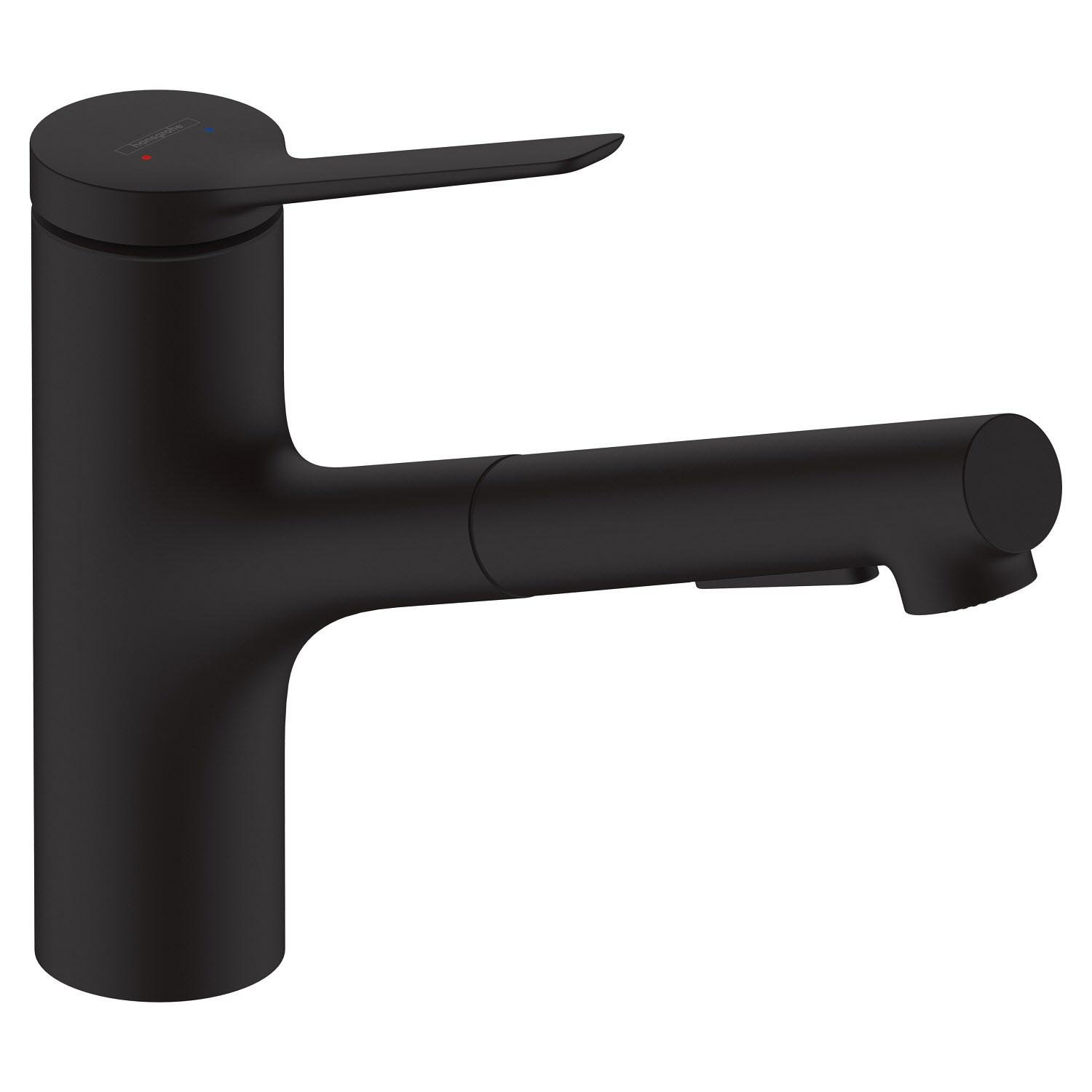 Змішувач для кухні Hansgrohe Zesis M33 74803670 із висувною лійкою Чорний (149001)