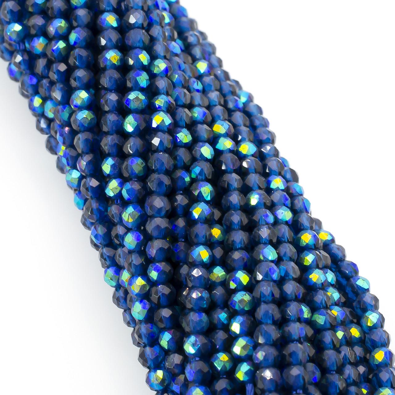 Бусины из шпинели на нитке круглая огранка 37 см 2 мм 200 шт. Черно-синий (БШ0802к52)
