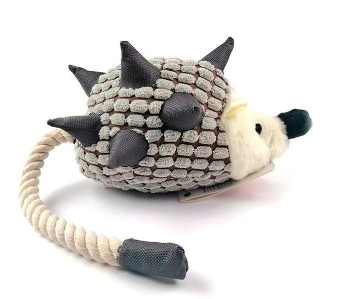 Игрушка для собак Flamingo Hedgehog Plush Ёж с веревочным Хвостом с пищалкой 45х10х15 см