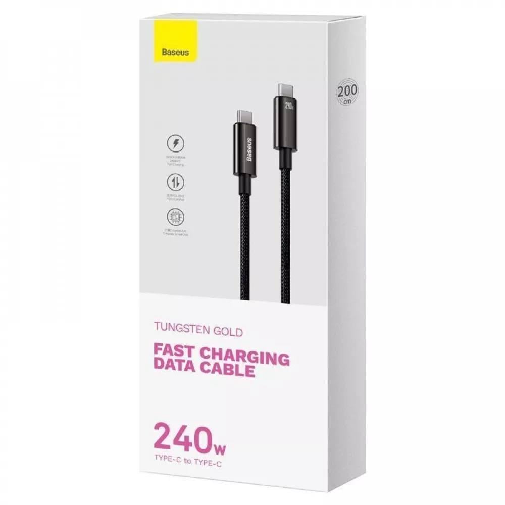 Кабель зарядки BASEUS Tungsten Gold Fast Charging Type-C to Type-C 240W 2 м Black (9754508)