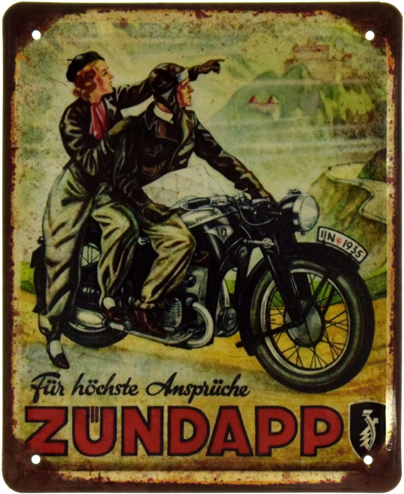 Табличка металлическая Цюндапп/Zündapp Für Höchste Ansprüche 18x22 см