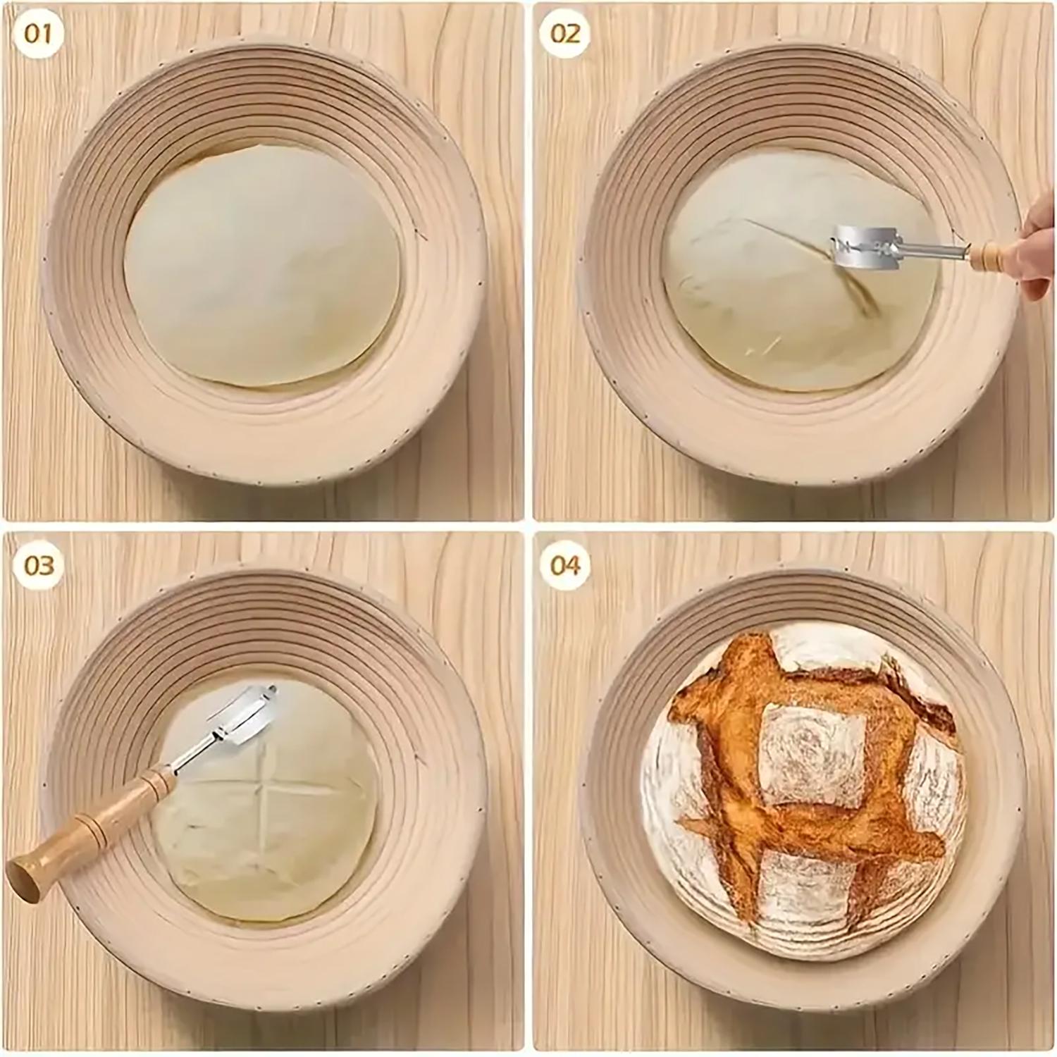 Набор для выпечки хлеба с овальной корзинкой для расстояния из ротанга и чехлом/ковриком-слингом/шпателем (87929) - фото 6 Набор для выпечки хлеба с овальной корзинкой для расстояния из ротанга и чехлом/ковриком-слингом/шпателем (87929) - фото 6