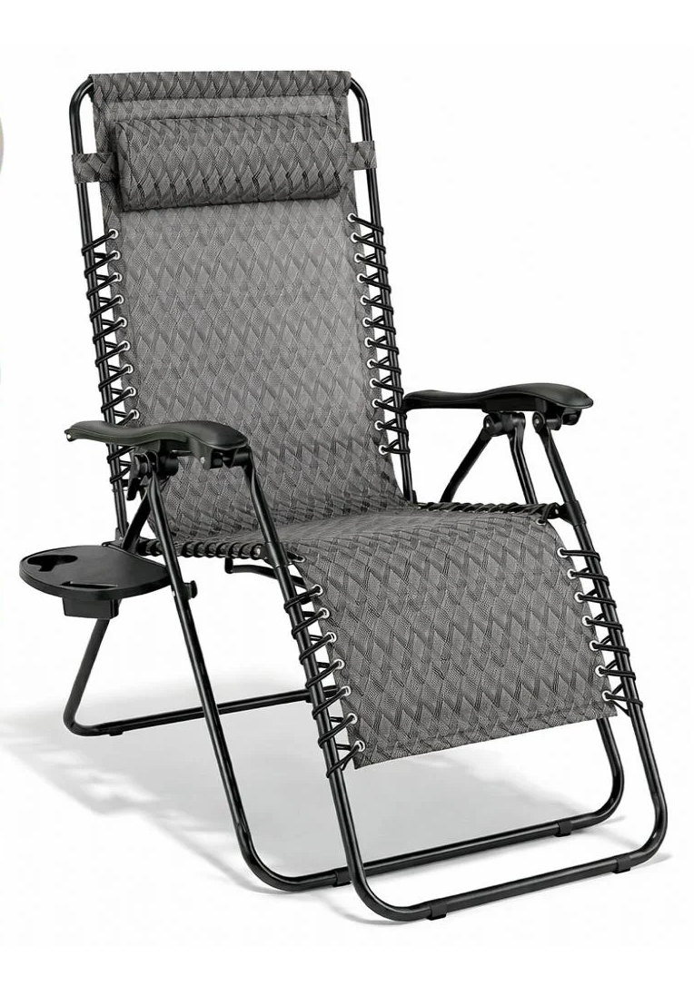 Шезлонг LEOBRO Zero Gravity Plaid с подголовником и регулировкой спинки 178х64х110 см (leo-140643)