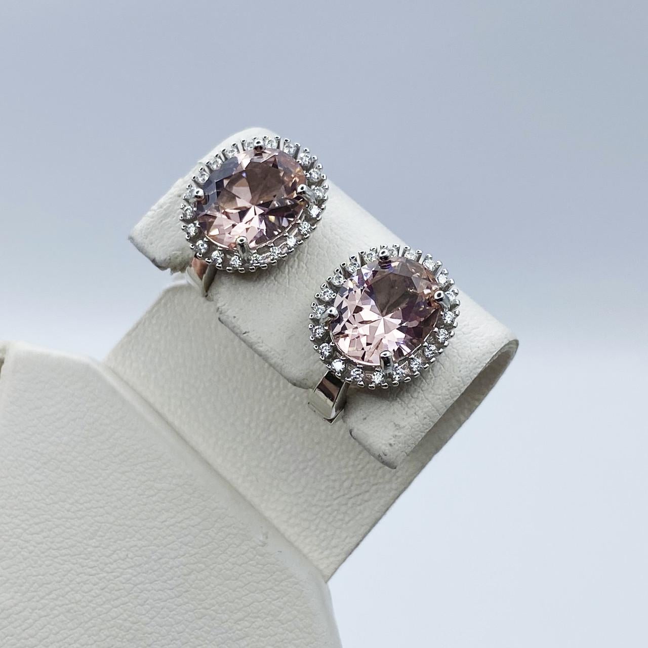 Серьги серебряные с морганитом 4,99 г (2030651420)