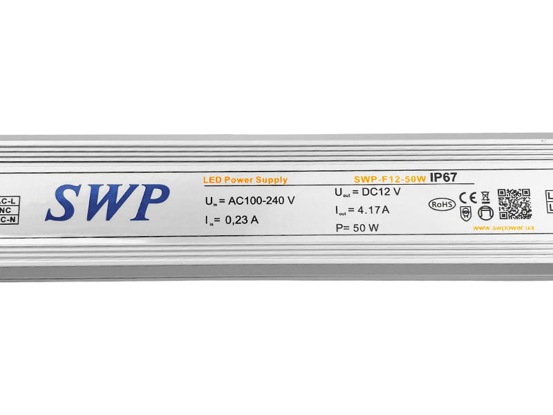 Блок питания 50W IP67 12V герметичный стабилизированный по напряжению (SWP-F12-50W) - фото 5 Блок питания 50W IP67 12V герметичный стабилизированный по напряжению (SWP-F12-50W) - фото 5