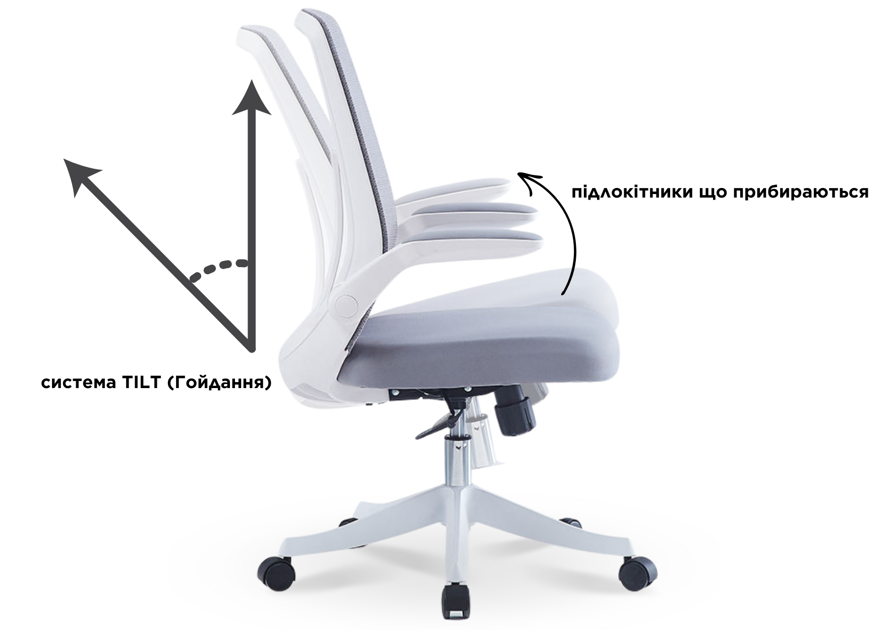 Крісло офісне поворотне Intarsio Glory Сірий/Білий - фото 2 Крісло офісне поворотне Intarsio Glory Сірий/Білий - фото 2