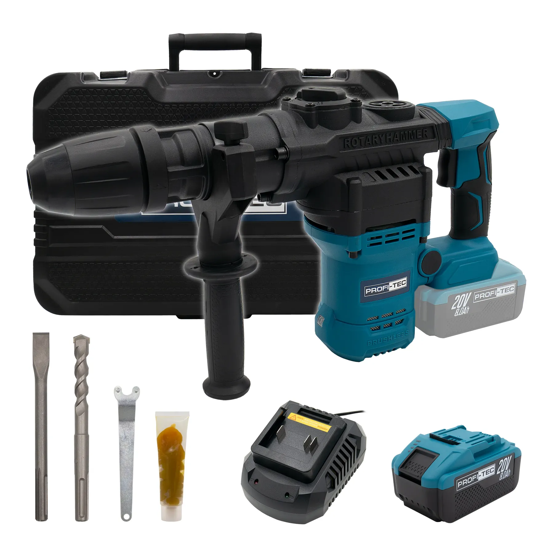 Перфоратор акумуляторний Profi-TEC PBH5620 20 В 5,6 Дж SDS-MAX 1хPT2080EP 8,0 Аг (007257) - фото 11