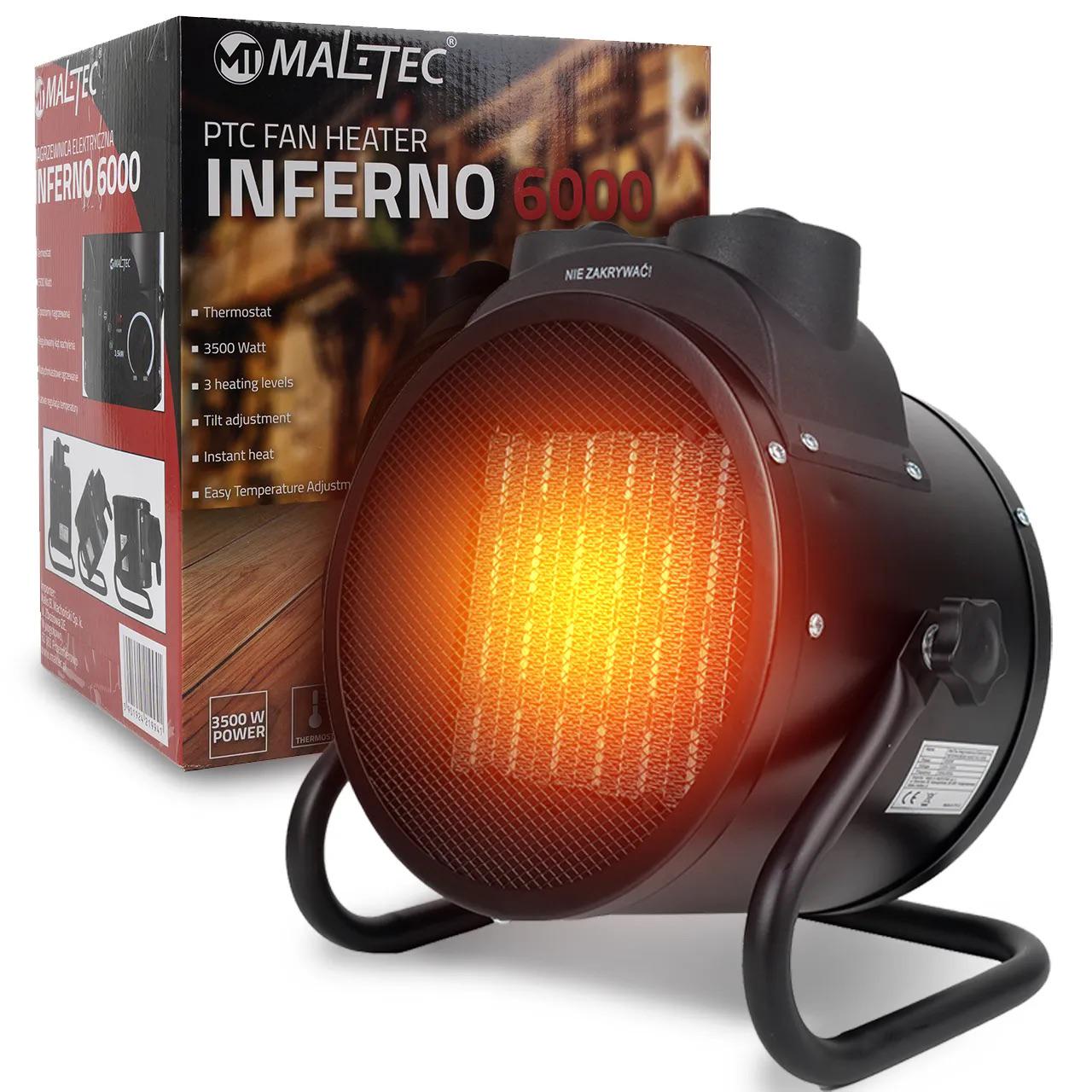 Керамічний обігрівач Maltec термостат/вентилятор 3,5 кВт 220 В до 60 м2 (INFERNO6000) - фото 6