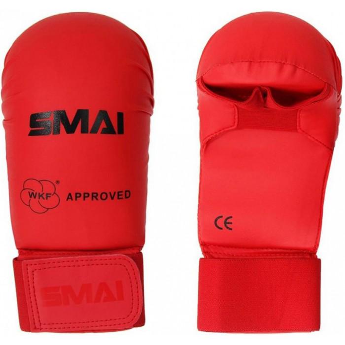 Накладки перчатки карате SMAI WKF без защитного пальца XS Красный (8585053829053)