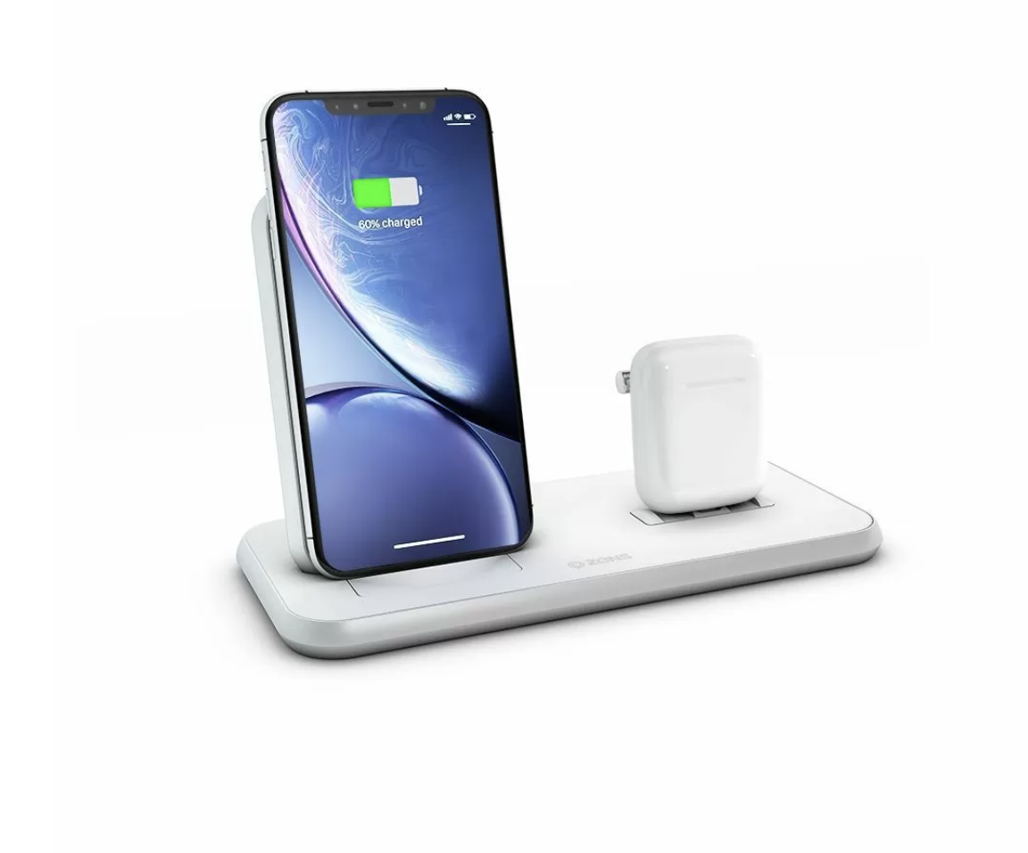 Беспроводная зарядка Zens Stand + Dock Aluminium Wireless Charger 10, White