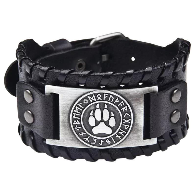 Браслет-талисман кожаный Печать Велеса Остроконечная лапа (B-10)