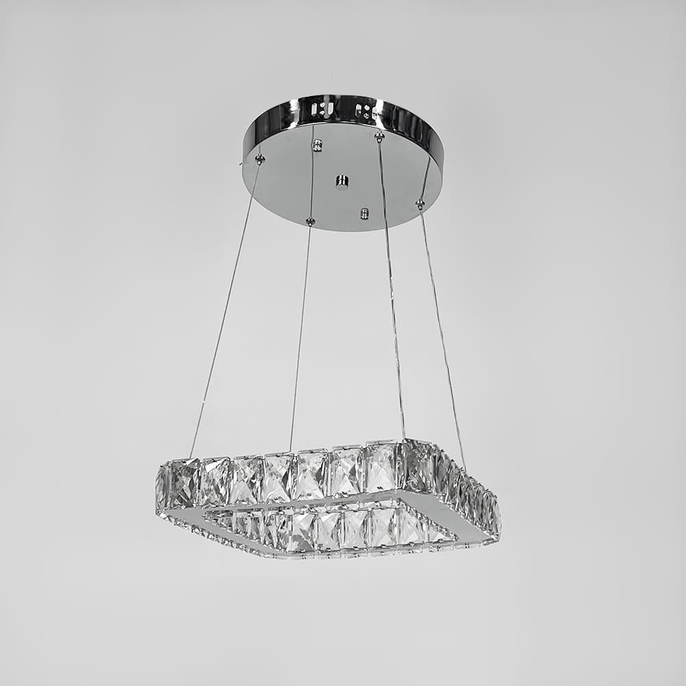 Люстра элегантная с подвесным хрустальным квадратом 18W 27х27 см Хром ((T)C 030/1 (300))