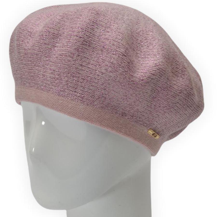 Берет женский Lirus Гамма из шерсти двойной с люрексовой нитью Розово-пудровый
