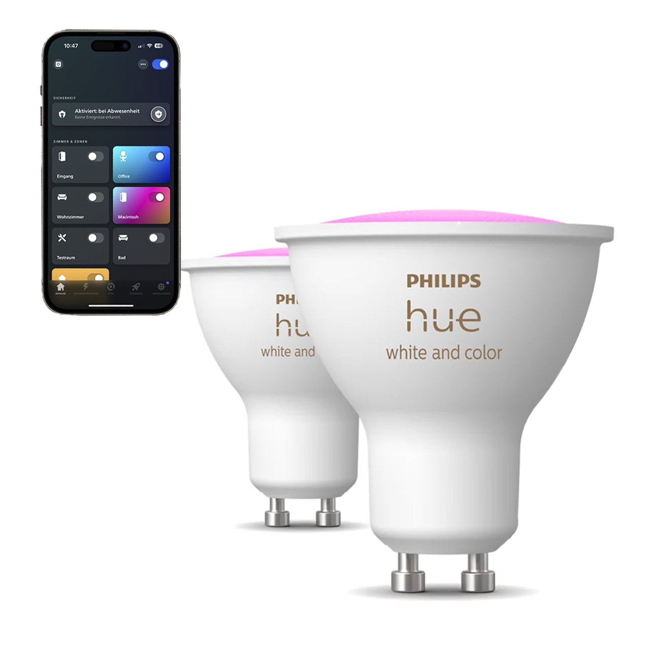 Розумна лампочка LED Philips Hue GU10 White and Color 350 лм 50Вт 5.7W ZigBee Bluetooth Apple HomeKit 2 шт. (2765059125)
